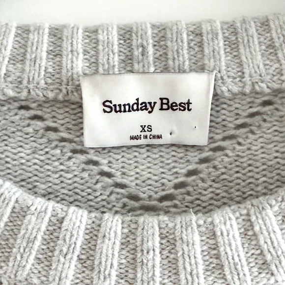 Sunday Best Pointelle Cable knit Wool Sweater - Picture 4 of 12